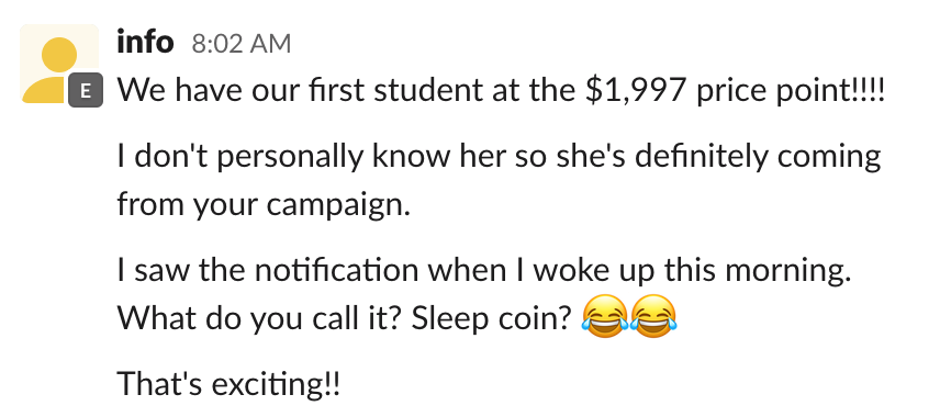 BeautyPro student — First student at the $1,997 price point
