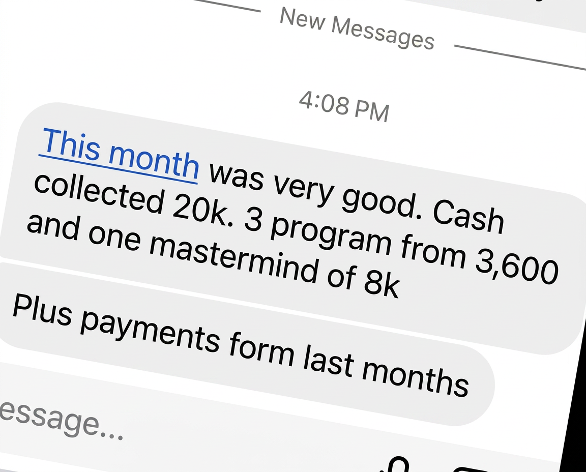 SSL student — $20K collected · 3 programs from $3,600 + $8K mastermind